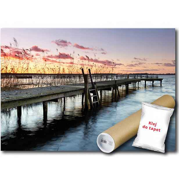 Vinylová fototapeta Jezero Molo Západ slunce Krajina Výhled 152x104