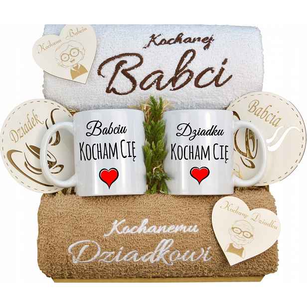 Velký Set Pro Babičku Dědečka Na Den Ručníky Hrnečky Magnety Dědečkům Koš