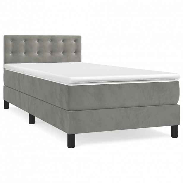 vidaXL Box spring postel s matrací světle šedá 100x200 cm samet