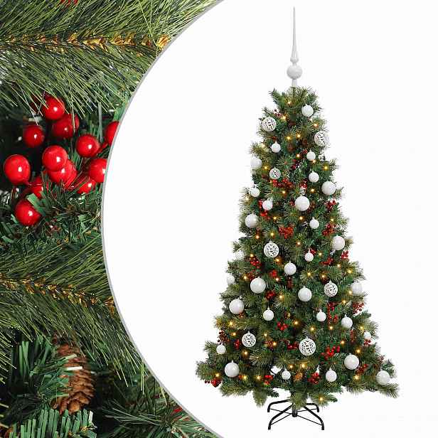 vidaXL Umělý vánoční stromek s vánočními koulemi 150 cm 150 LED