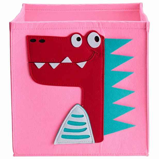 HowHomely Dětský úložný box DINOSAUR růžový