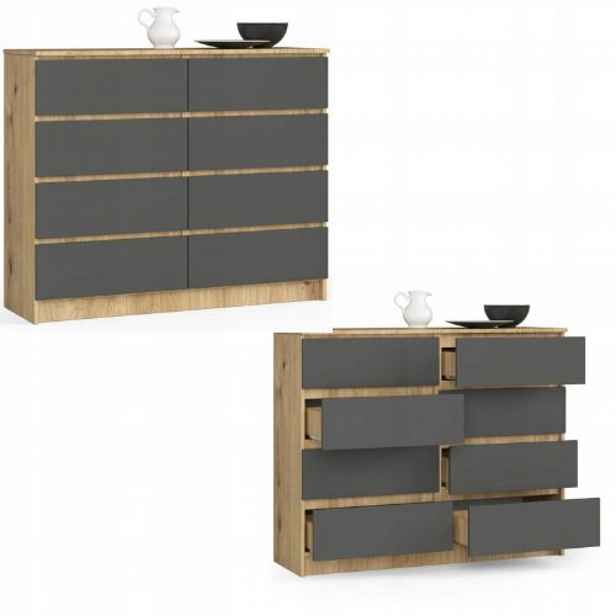 Komoda skříňka K120 8 zásuvek artisan-grafit Akd