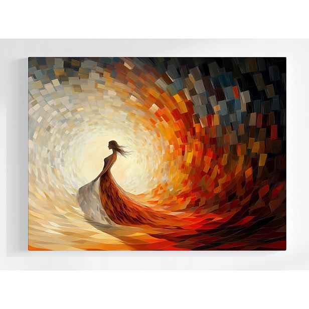 Plakát Žena Dívka Mozaika Oheň Slunce Kolo 100x75