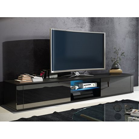 TV stolek HIT, černá/černý lesk