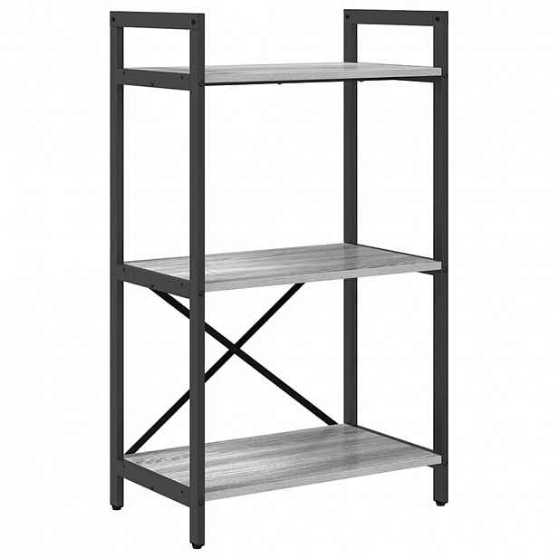 vidaXL Knihovna 3 úrovní 56 x 34 x 96 cm Kompozitní dřevo Šedá Sonoma