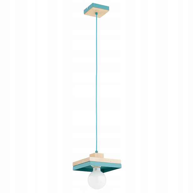 Závěsná lampa Alfa Miko modrá/tyrkysové dřevo, kov 1xE27 15W