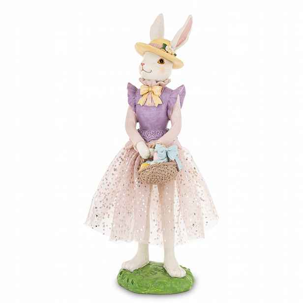 Figurka králíka v klobouku – umělá 36 cm