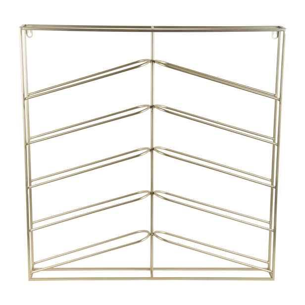 Nástěnný kovový regál na víno ve zlaté barvě počet lahví 10 67x66x7,5 cm Cuadro – PT LIVING