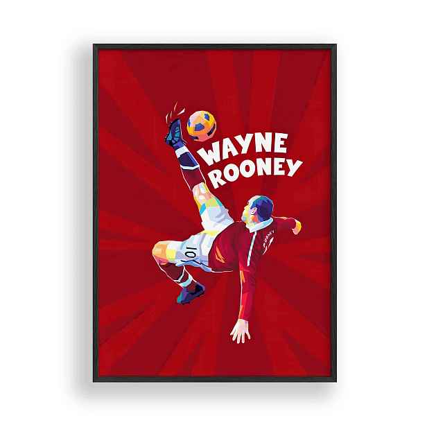 Obraz Wayne Rooney Manchester United Plakát Rámeček Dřevěný Černý 30x42 cm