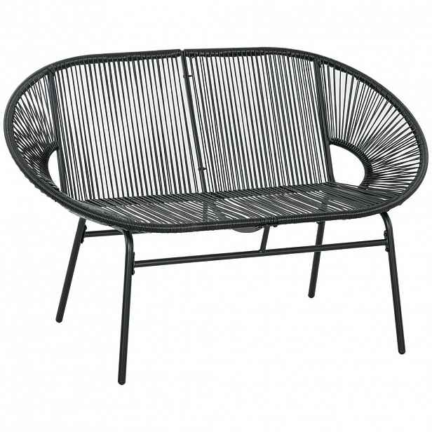 Outsunny POLYRATTAN Lavice 2místná Ratanová lavice Zahradní lavice, na terasu, balkon, ocel