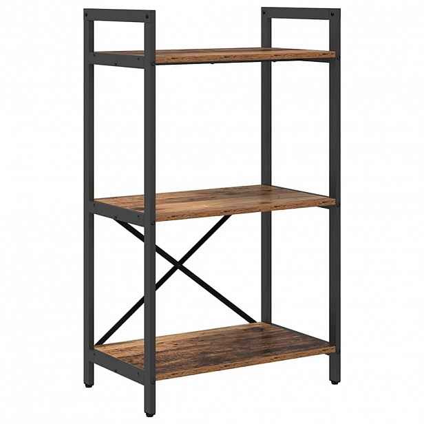 vidaXL Knihovna 3 úrovní 56 x 34 x 96 cm Kompozitní dřevo Staré dřevo