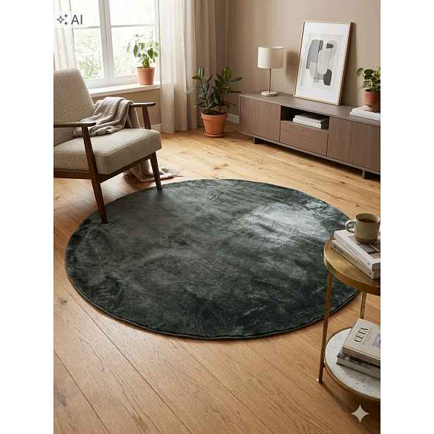 Koberec kulatý do obývacího pokoje 160 cm, vícebarevný, měkké štětiny, plyšový