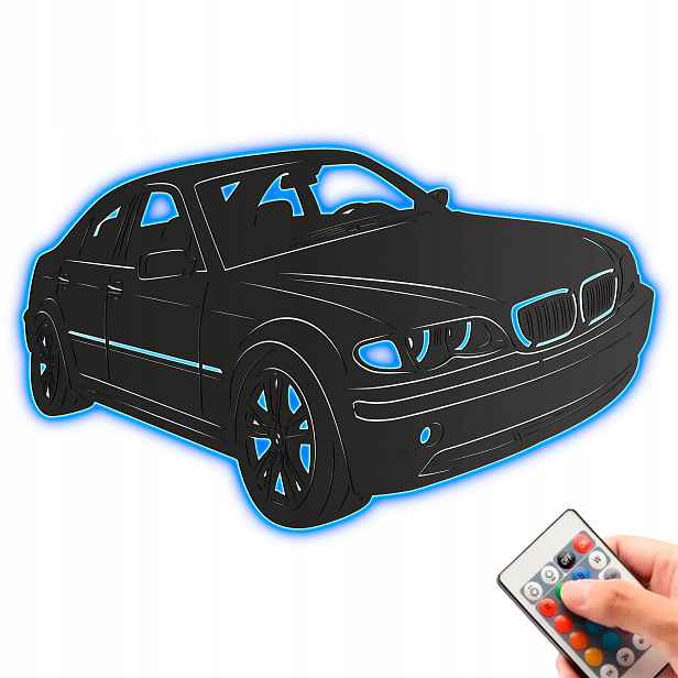 Dřevěný 3D obraz Bmw 3 Series (E46) Noční Lampa Led dálkové ovládání