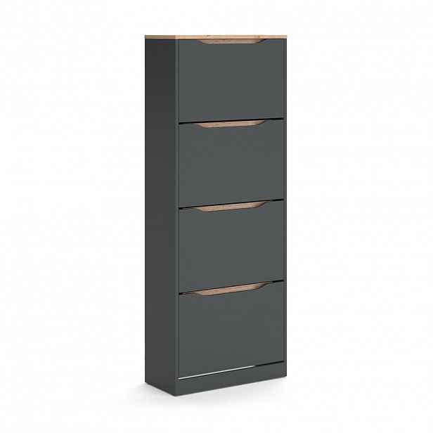 Vicco BOTNÍK NA BOTY Ruben, Antracit/Řemeslný dub, 60.2 x 157.2 cm se 4 přihrádkami
