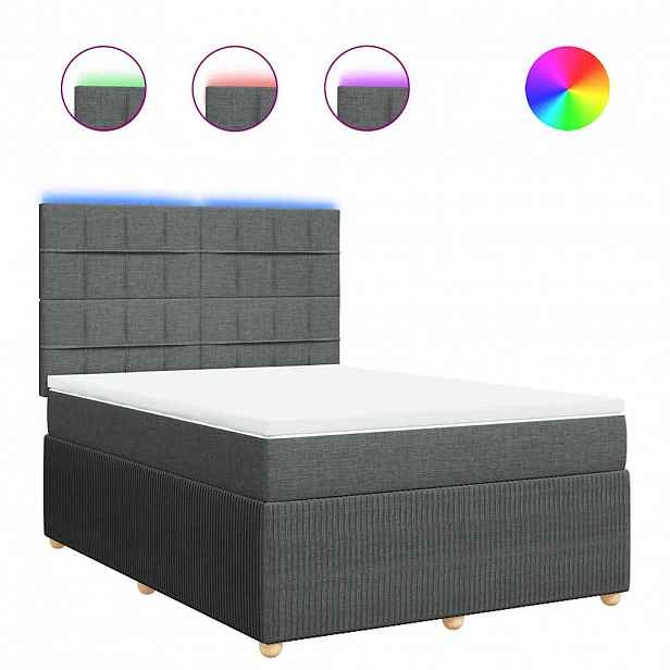 vidaXL Box spring postel s matrací tmavě šedá 140x200 cm textil