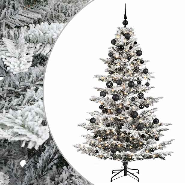 vidaXL Umělý vánoční stromek s vánočními koulemi 180 cm 300 LED
