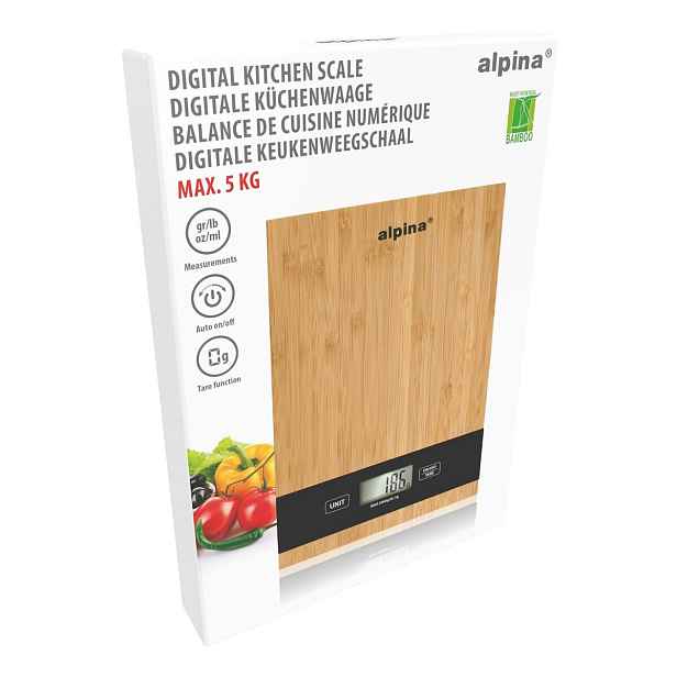 EDCO - Váha kuchyňská 5kg bambus Alpina