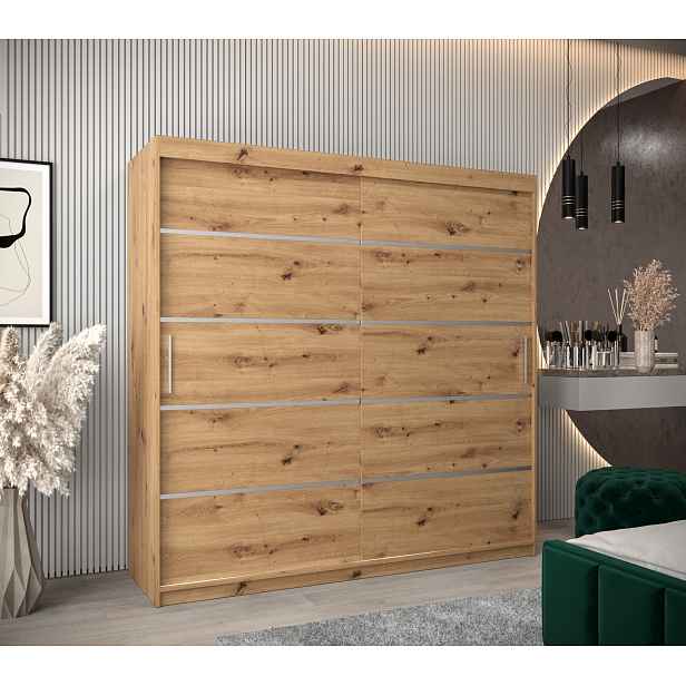 Šatní skříň Abi V1 Barva korpusu: Dub artisan, Rozměry: 200 cm, Dveře: Dub artisan