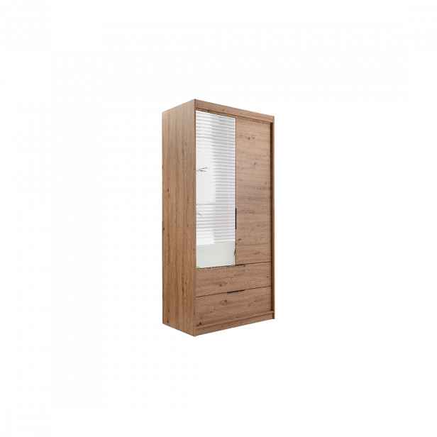 Šatní skříň Majorka Barva korpusu: Dub artisan, Rozměry: 103 cm, Dveře: Dub artisan + zrcadlo