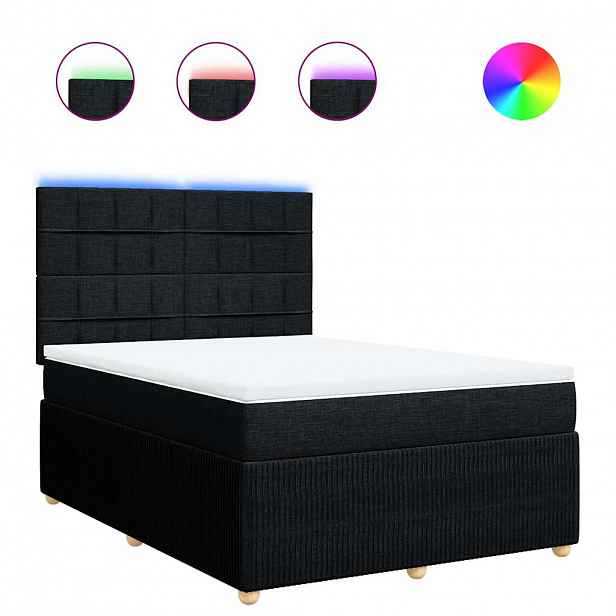 vidaXL Box spring postel s matrací černá 140x200 cm textil