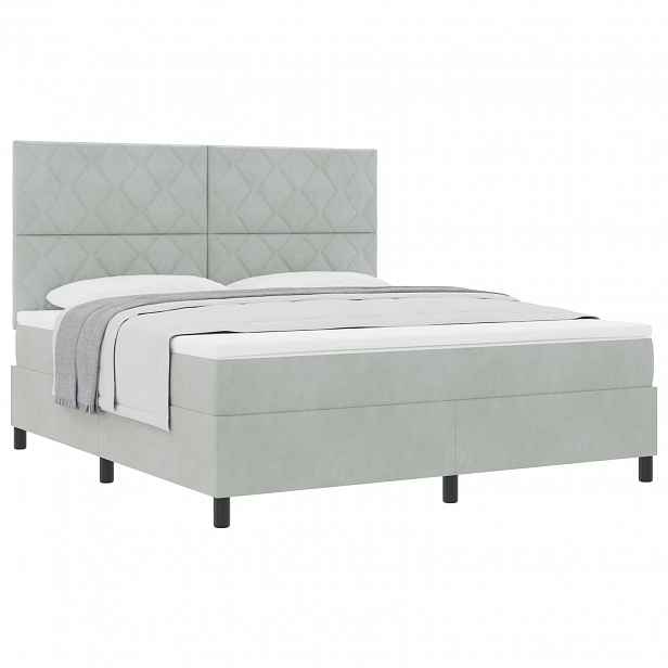 vidaXL Postel s boxspringem s čelo Světle šedá 180 x 200 cm samet