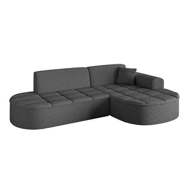 ALTDECOR ROHOVÁ SEDAČKA s otomanem, pravá TARO-L1 243x171x79,5 Šedá Buklé