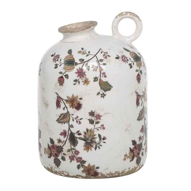 Keramická váza s ouškem a květy Nancy - Ø 12*18 cm Chic Antique