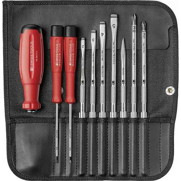 Sada vyměnitelných dříků s 10-dílným šroubovákem Pb Swiss Tools