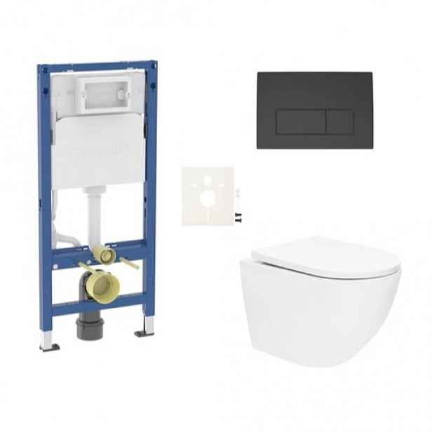 Závěsný WC set Geberit do lehkých stěn / předstěnová + WC SAT SIKOGESTOR67D50BL2