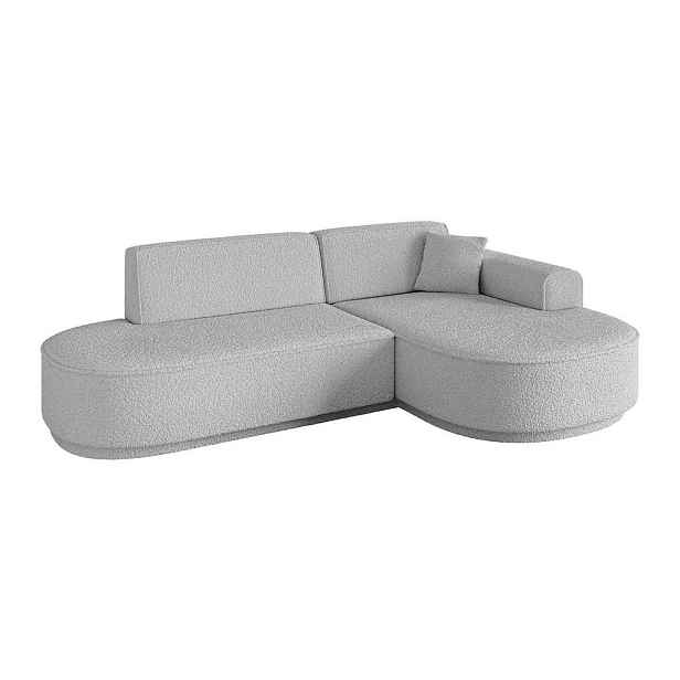ALTDECOR ROHOVÁ SEDAČKA s otomanem, pravá MARI-L1-v3 243x171x83 Světle šedá Buklé