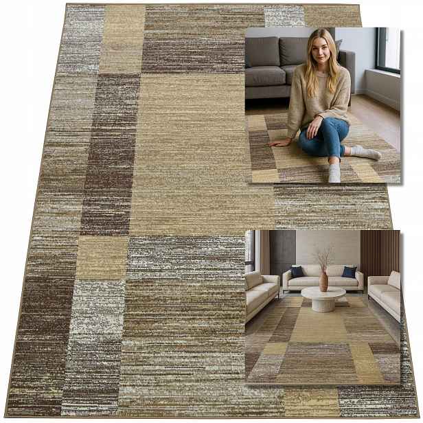 Koberec Moderní Koberec Hnědý Bílý Venezia Koberce Do Obývacího Pokoje 250x350