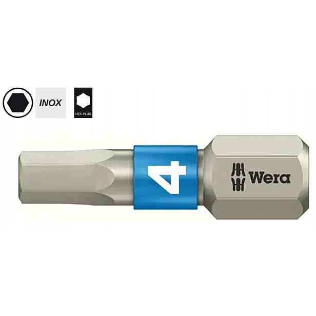 Nerezový imbusový bit 4 mm x 25 mm 1/4" Hex-Plus Inox 3840/1 Ts 071074 Wera