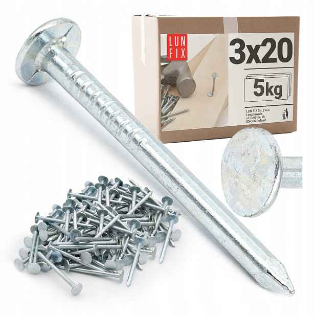 Papové hřebíky 20 mm 3x20 papiaky na střešní papuče 5 kg