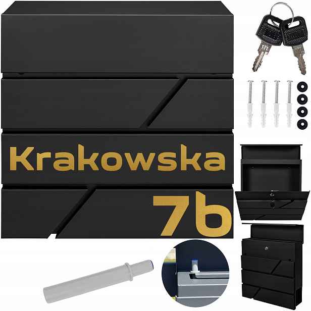 Poštovní Schránka Modern Černá Zlatý Vzor