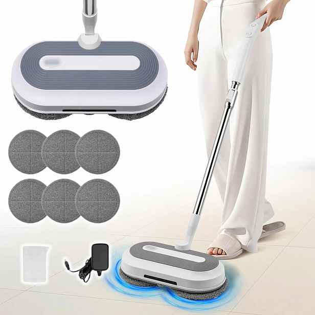 Bezdrátový elektrický rotační mop, sada na mytí oken, reflektor