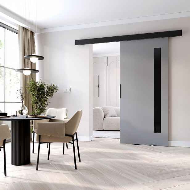 Interiérové dveře na stěnu BARRET 17 - 86 cm, šedé / černé
