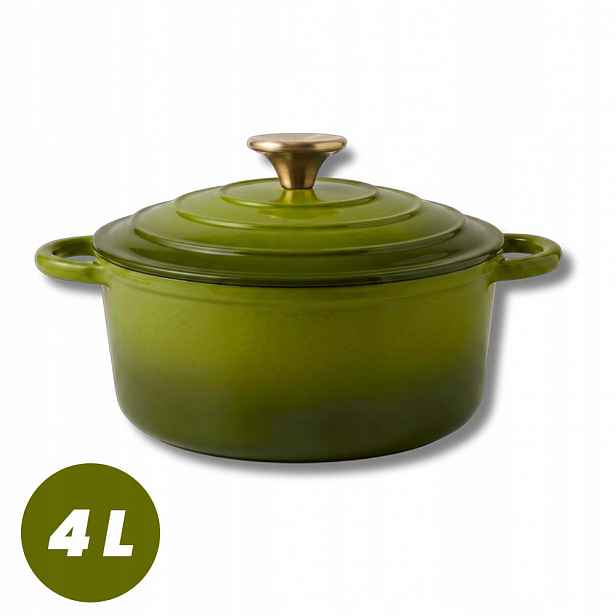 Hrnec 4 L Smaltovaná Poklice Olivový Plyn/indukce Trouba 24 CM