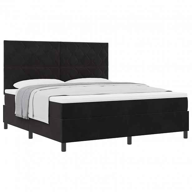 vidaXL Postel s boxspringem s čelo Černý 180 x 200 cm samet