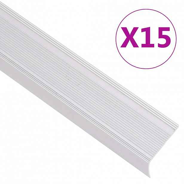 vidaXL Schodové hrany ve tvaru L 15 ks hliník 100 cm stříbrné