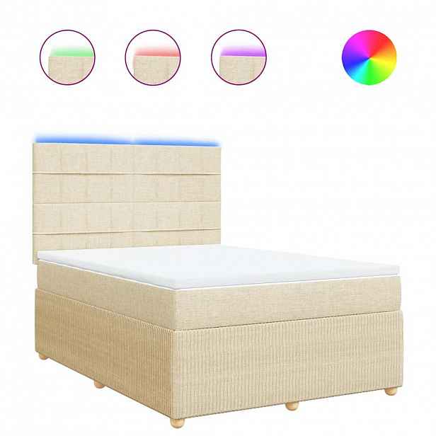 vidaXL Box spring postel s matrací krémová 140x200 cm textil