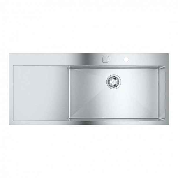 Grohe - Dřez K1000 s automatickým odtokem, 116x52 cm, kartáčovaná nerez 31582SD1