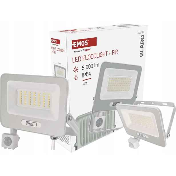 Led reflektor Glaro s pohybovým čidlem, 50 W, bílý, IP54, 5000 lm,…
