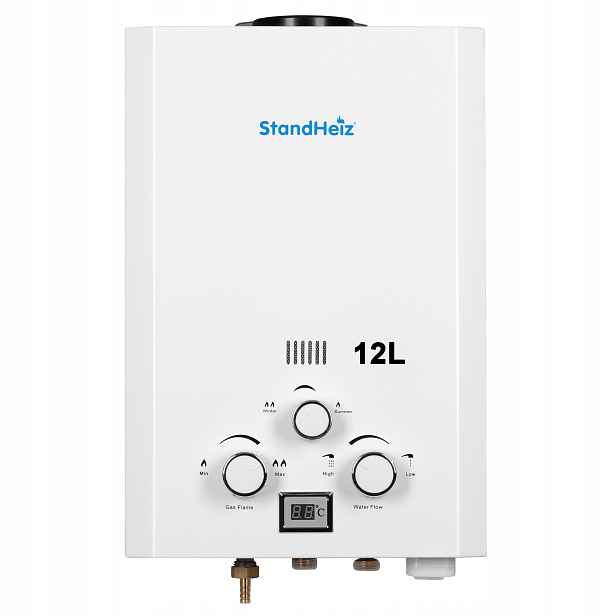 Ohřívač Vody Průtokový Plynový Bojler Lpg 12L 24KW Kamna StandHeiz