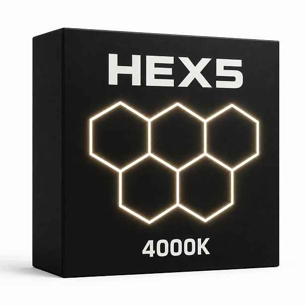 Silný černý stropní svítidlo Led Hexagon 5 168W 4000K myčka aut 229x158 cm