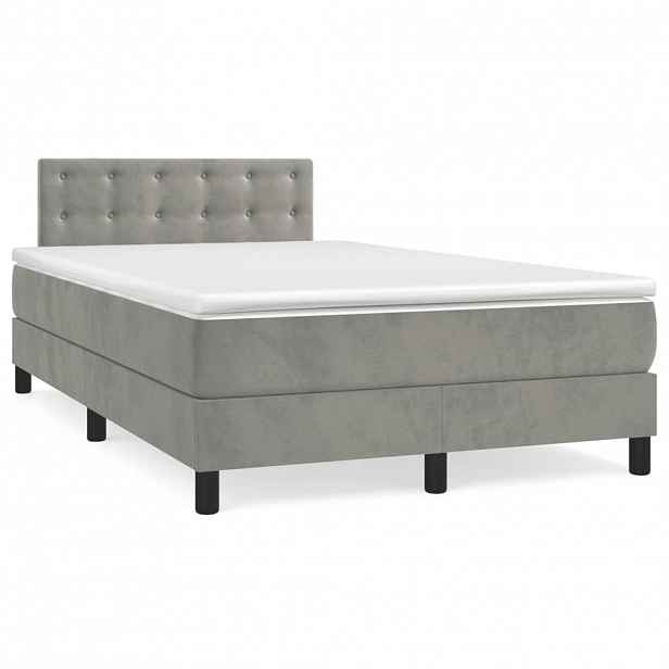 vidaXL Box spring postel s matrací světle šedá 120 x 200 cm samet