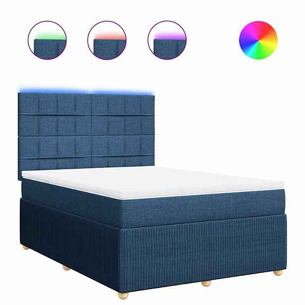 vidaXL Box spring postel s matrací modrá 140x200 cm textil