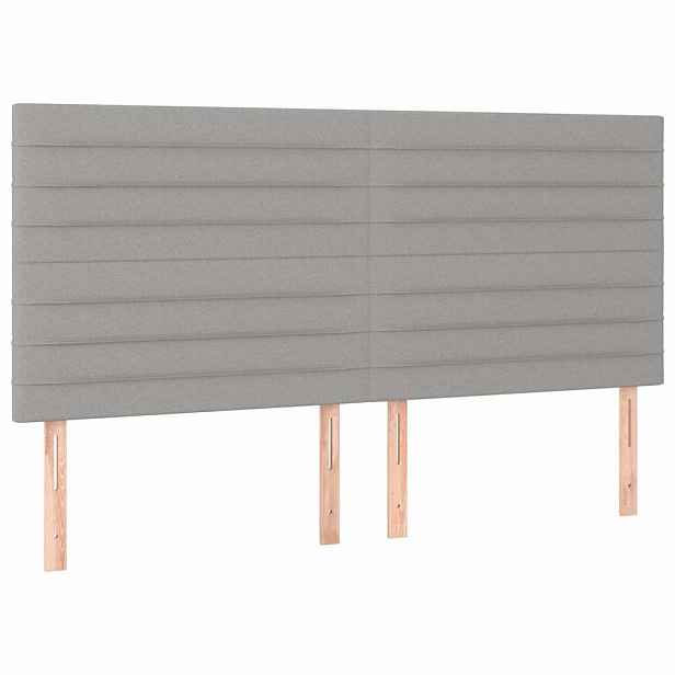 vidaXL Čelo postele světle šedé 200 x 5 x 118/128 cm látkové