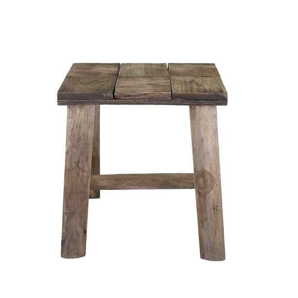 Hnědá dekorační dřevěná lavice se vzorem na sedadle Tanoak - 33*24*33 cm Chic Antique