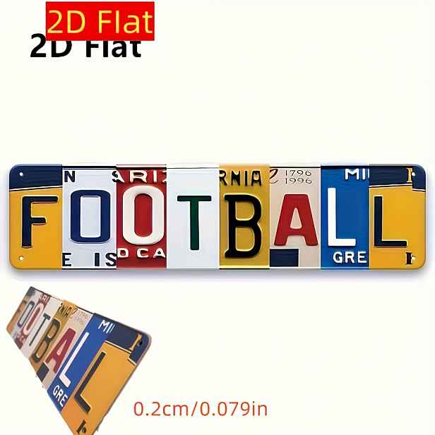 TEMU 2D plochá dřevěná, Fotbal je život "Retro 2D plochá dřevěná plaketa, barevná dekorace do domácnosti a zahrady s grafikou tenisového hřiště,