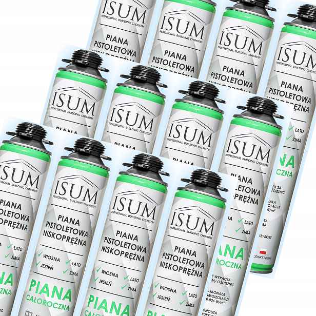 12 x Isum Celoroční montážní pěna -10 stop. Pistole nízkotlaká 750 ml